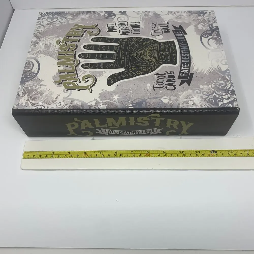 NWOT Halloween decor PALMISTRY spell book spellbook tabletop wood box - Picture 7 of 9